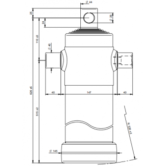 Teleskopski cilinder 5 stopenj 8 ton 2490 mm z luknjo 3096F